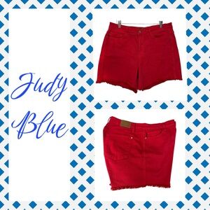 Judy Blue Red Jean Shorts Vibrant Summer Style
